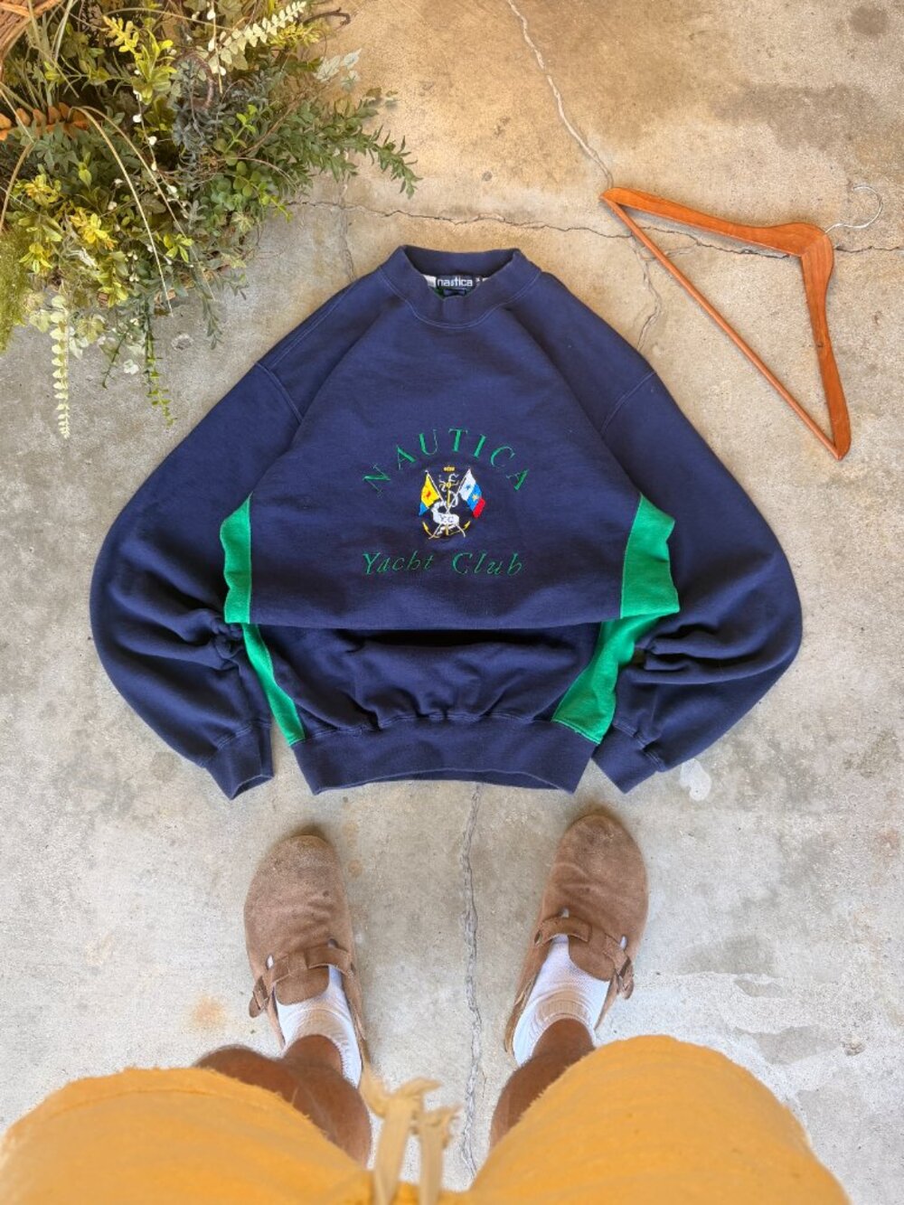 Nautica Yacht Club Vintage Crewneck Sweatshirt Colorblock Green